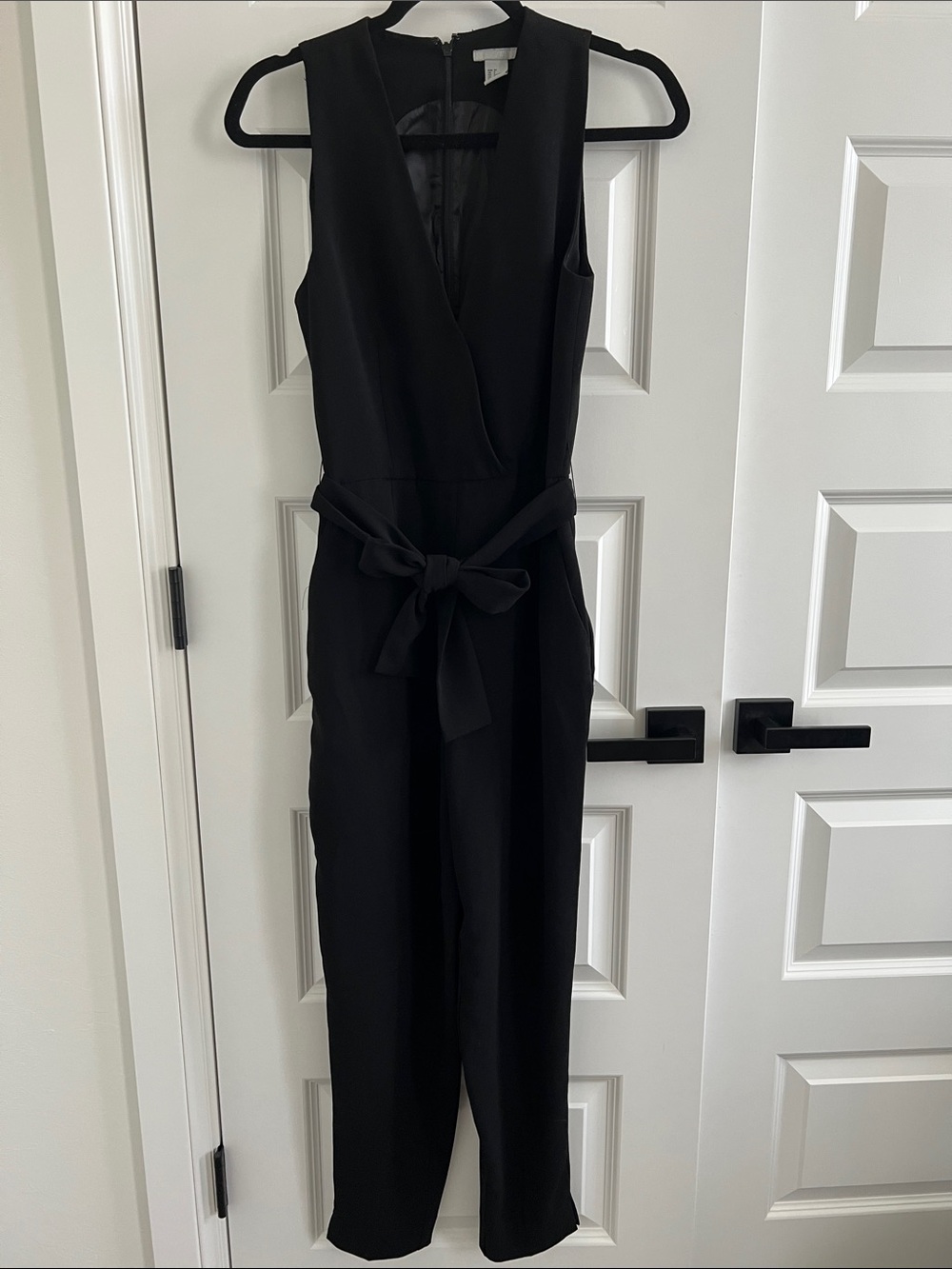 H&M Black Sleeveless Tie-Waist Jumpsuit